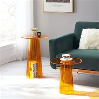 Orange Colored Acrylic Lucite Sofa Side Table