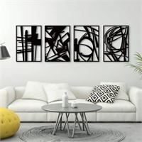 Glamativity Large 4 Pack Black Abstract Metal