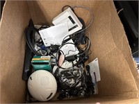 LARGE BOX OF MISC ELECTRONICS & OFFICE SUPPLIES