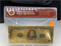 1928 $1,000 Gold Bill 24K Gold
