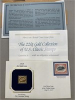 1918 24 Cent Stamp 22K Gold Replica
