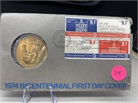 1974 Bicentennial John Adams  Token & Stamps