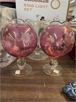 2- pink vases