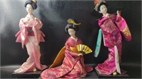 Japanese Porcelain Kimono Geisha Dolls (one has