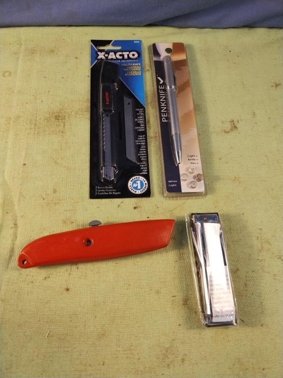 X-Acto knife, box cutter, harmonica and Penknife