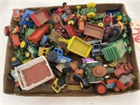 Box of Toy Tractors & Farm Implements