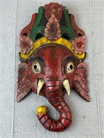 Vintage Wooden Hindu Lord Ganesha Mask