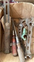 Antique tool lot wrenches square screwdrivers