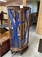 Curved Lighted Glass Curio Cabinet w/Shelves