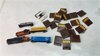 Toy, trains, and train matchbooks