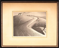 Grant Wood "March" Signed Lithograph
