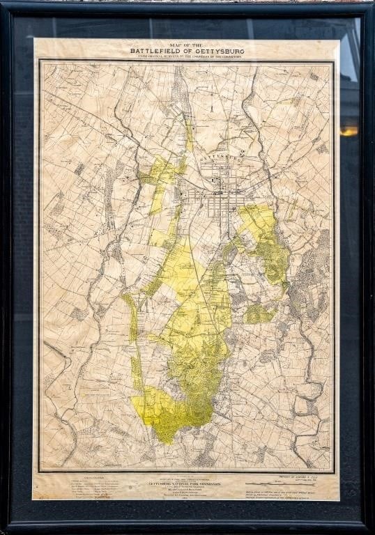 1914 L. Garrison Gettysburg Battlefield Map w/Prov