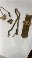 Group of unmarked older watch fob parts, etc