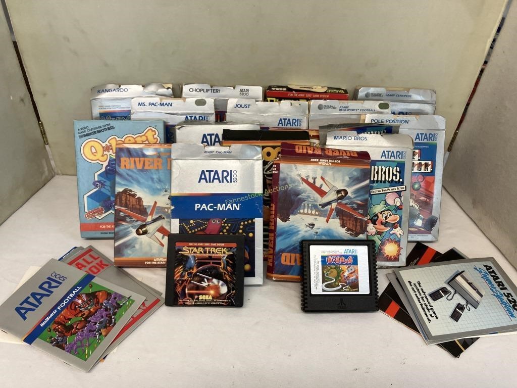Atari 5200 Game Cartridges, Boxes, Paperwork