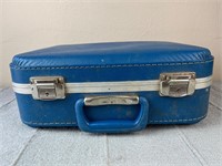 Vintage Blue Hard Sided Suitcase