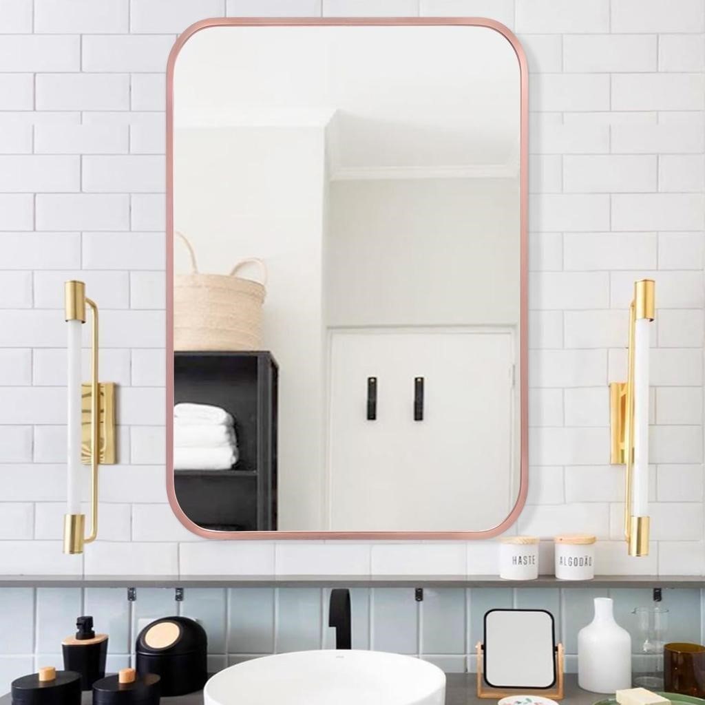 Wall Mirror for Bathroom Metal Brushed Framed