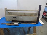 Wooden tool Box 30"L w Level & hammer