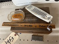 Wood Ruler Cigar Box Thermometer Ash Tray