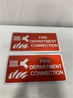 2 PACK OF FIRE DEPARTMENT CONNECTION METAL SIGNS,