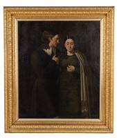 Antique Portrait of Couple in 17th Century Fashion