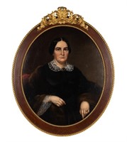 Large 19th Century Style Oil Portrait of Woman