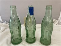 3 Glass Coca Cola Bottles