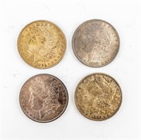 Coin 4-Morgan Silver Dollars-All Toned-XF-AU