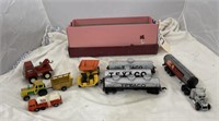 Box w/Misc Texaco Train Cars & More