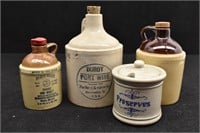 (3) Various Pottery Jugs & McCoy Preserves Jar