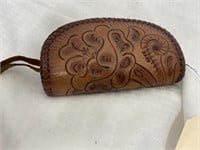Tooled Leather Change Purse 6"
