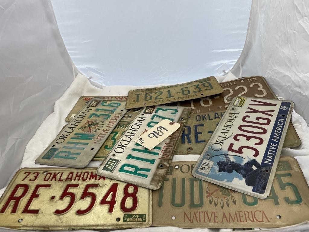Old License Plates OK MS MO approx 10