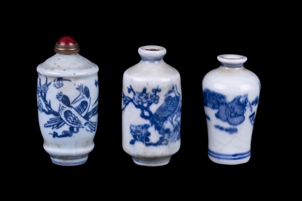 Blue And White Porcelain Snuff Bottles (3)