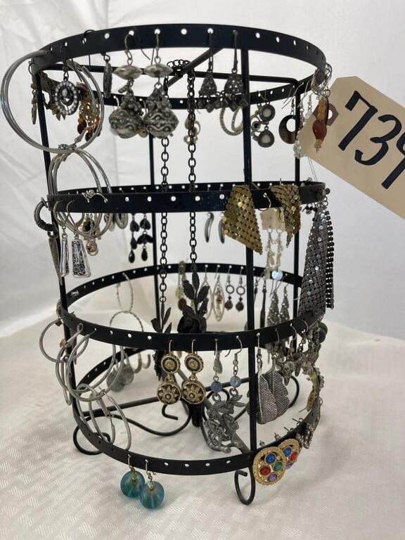 Metal Jewelry Display w/Contents 11"H