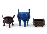 Bronze And Glass Asian Censers (3)