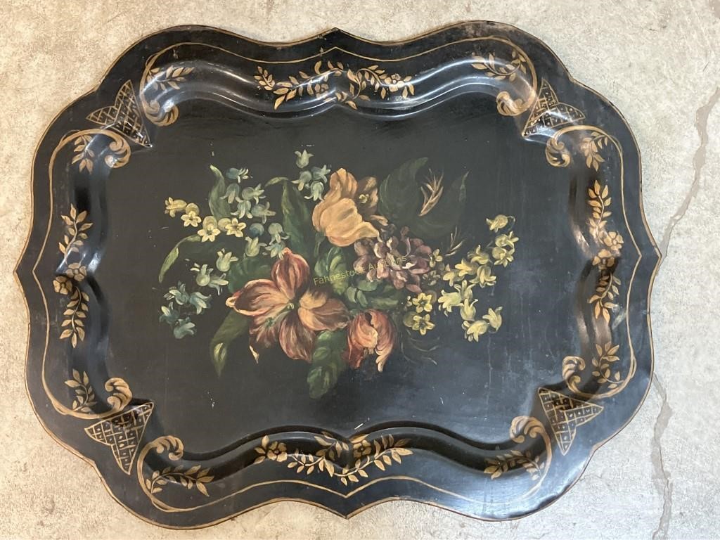 Large Tole Painted Serving Tray