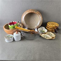 Pottery Bowl Collection w/ Escargot Snail Plates &
