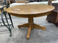 Wood Pedestal Round Top Table 48"Dia As Is