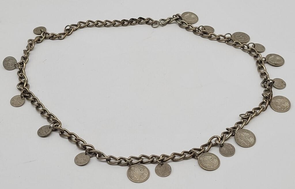 Heavy 33" Chain w/ Foreign Coins