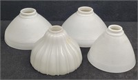 (4) Milk Glass Torchiere Lamp Shades - Waffle ...