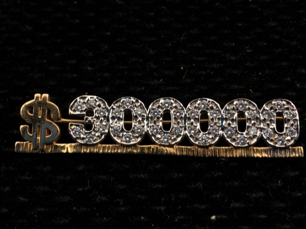 14k Gold "$300,000 Custom Pin Diamonds Bock Mk6.8g