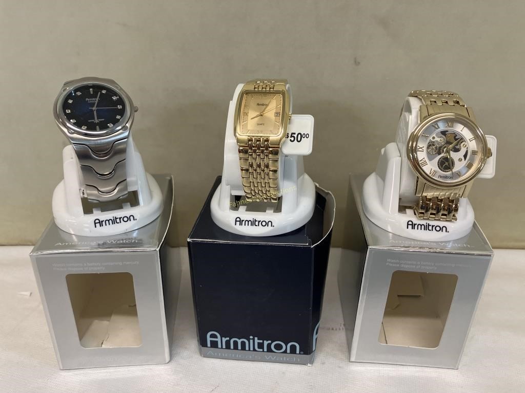 3 Armitron Men’s Watches with Boxes.