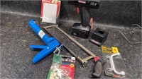 Assortment of Tools, Cordless Drill, Hacksaw++
