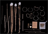 14k Gold Chain, GP Bracelet, GF Ring and Earrings