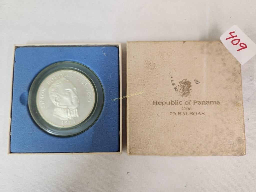 Republic of Panama One 20 Balboas Coin 1974