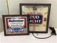 Budweiser Clock & Sign. Clock is 13" x 13"