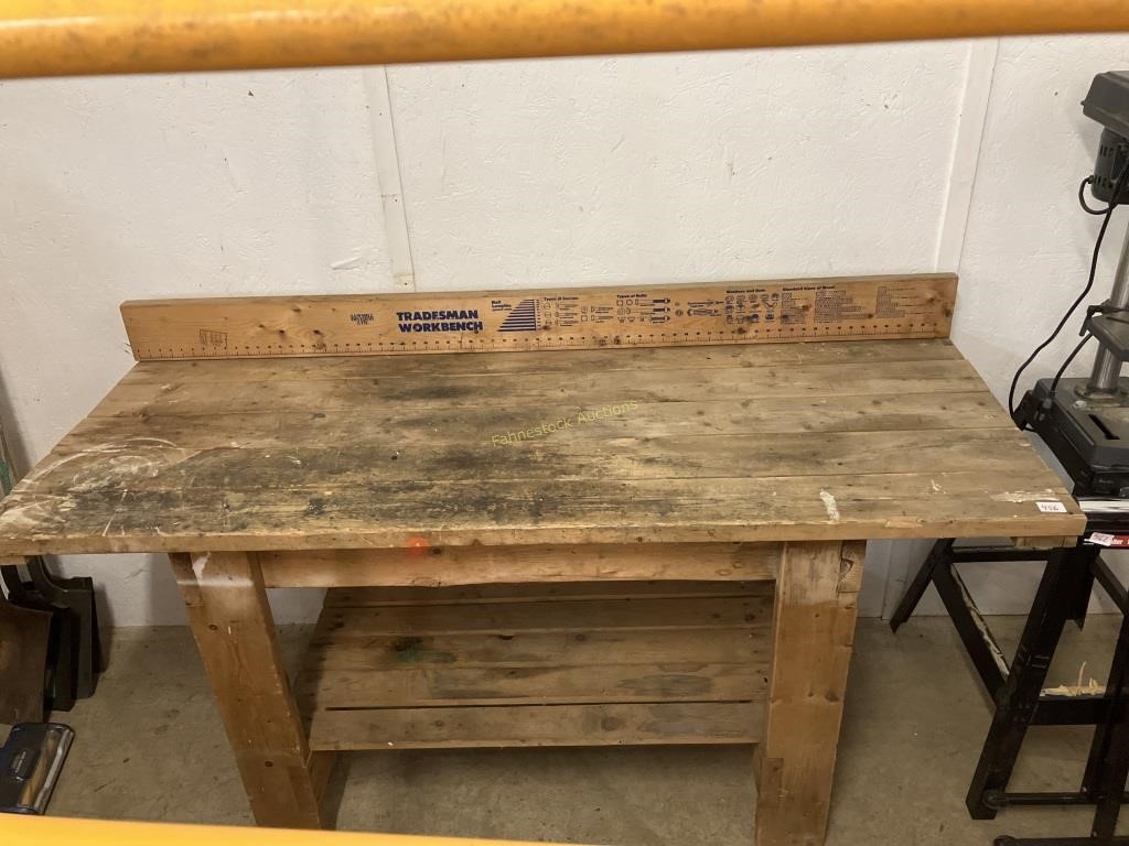 Wooden work table with shelf