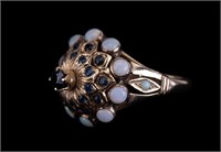 Antique 18K Gold Opal & Sapphire Princess Ring