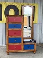 Armoire Chest with Mirror - Needs Reupholstered
