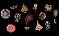Vintage Holiday and Floral Themed Brooches (14)