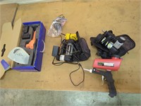 mini chainsaw, inflators, sandblast tool +